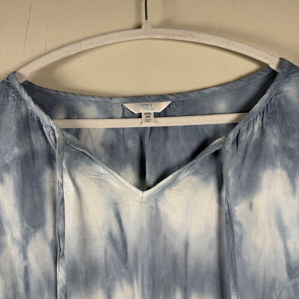Time and‎ Tru Sleeveless Blouse Women's XXXL (20) Indigo Tie Dye Alft Resortcore